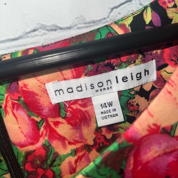 Madison Leigh Woman Green & Red Tropical Dress size 14W - Picture 9 of 11
